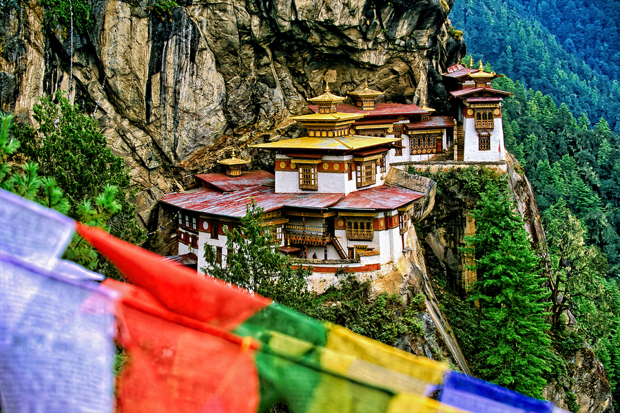 Bhutans Tigers Nest Monastery cliffside architecture prayer   Print