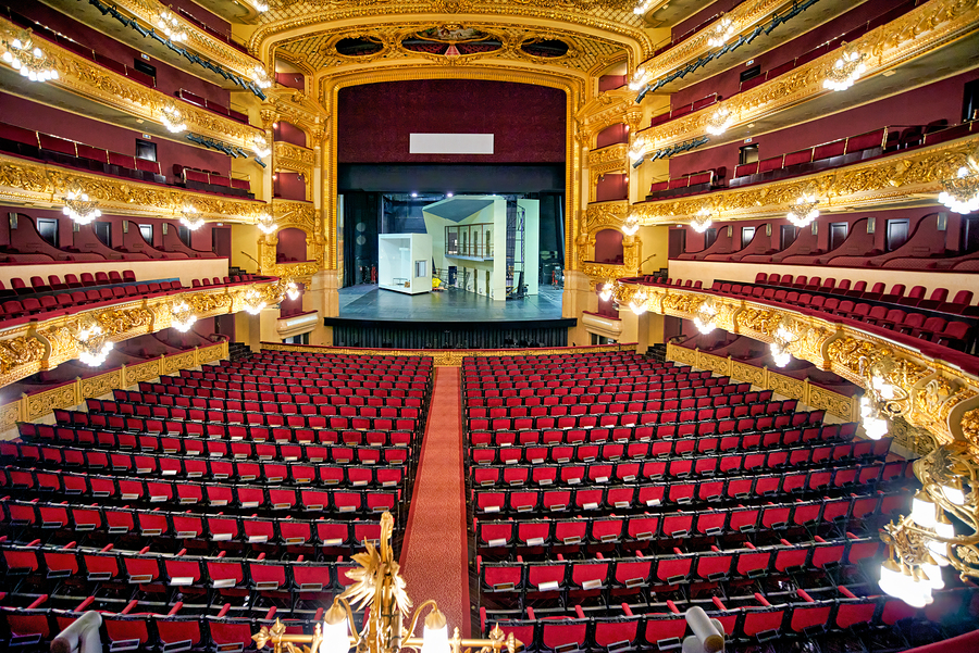 Gran Teatre del Liceu displays empty seats before a performance  Print