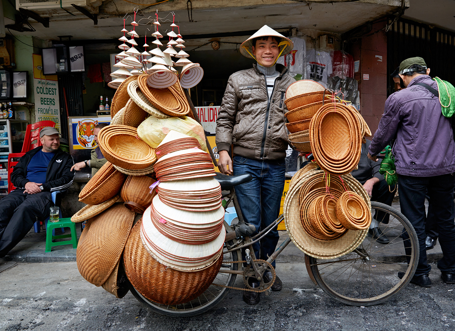 Craftsman sells handmade baskets in Ho Chi Minh City  Print