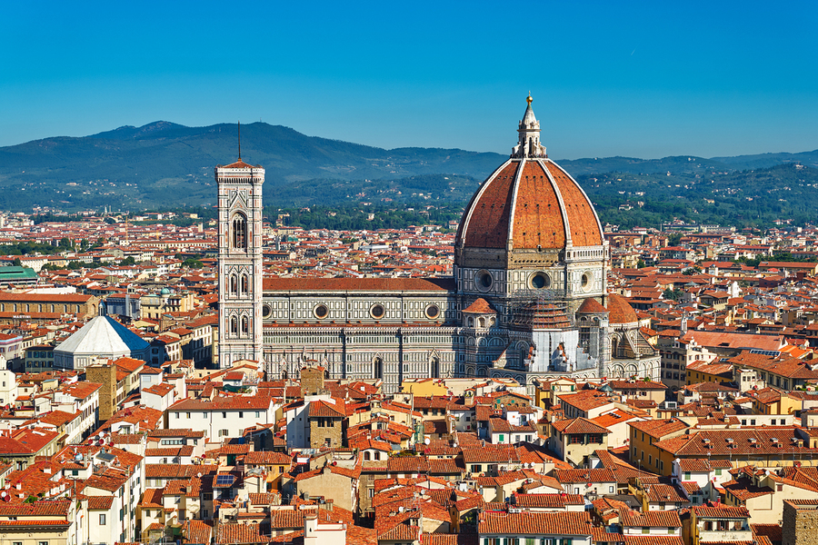 View of Florence with the Duomo and cityscape on a sunny day  Print