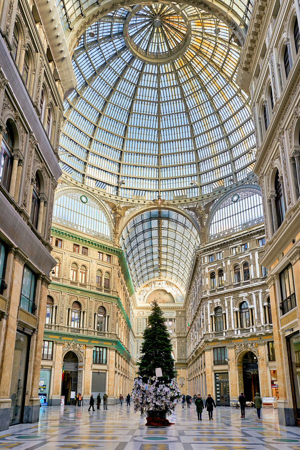 Visitors enjoy Galleria Umberto I in Naples for the holidays  Print