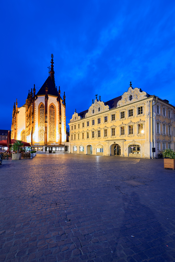 Wurzburg marienkapelle and falcon house on the romantic road  Print