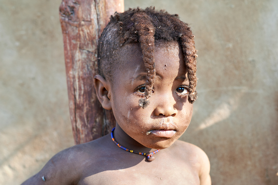 Child portrait in Himba village of Kunene Region Namibia  Print