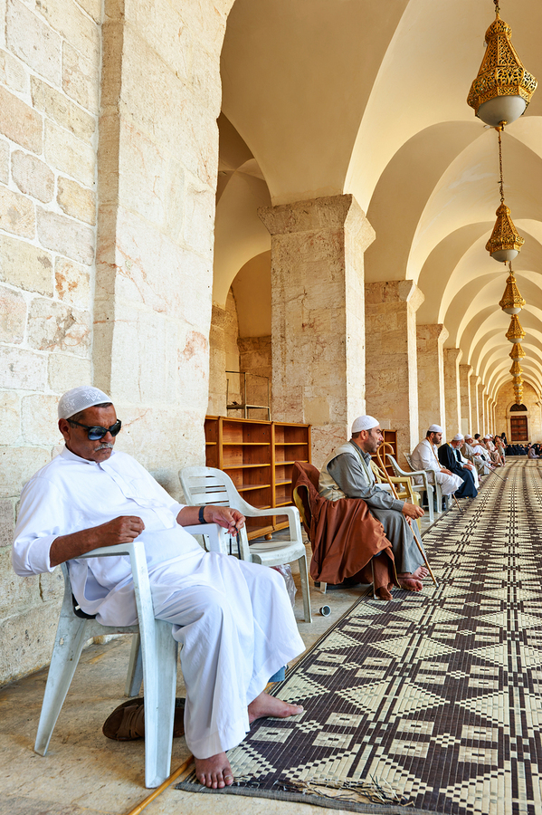 Sitting and waiting at a mosque in Aleppo Syria  Print