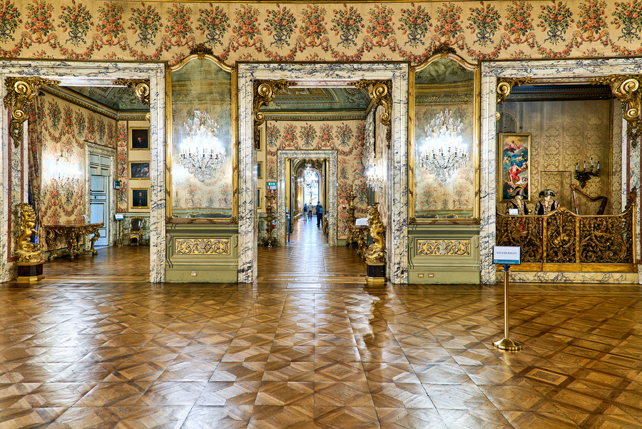 Doria Pamphilj Gallery in Rome shows dancing hall and art collec  Print