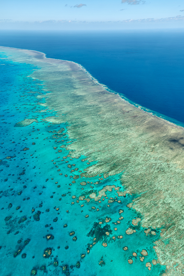 Aerial view of the Great Barrier Reef Australia.  Print