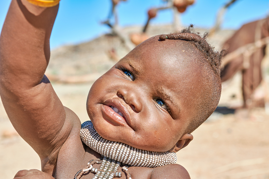 Portrait of Himba child in Kunene region of Namibia  Print