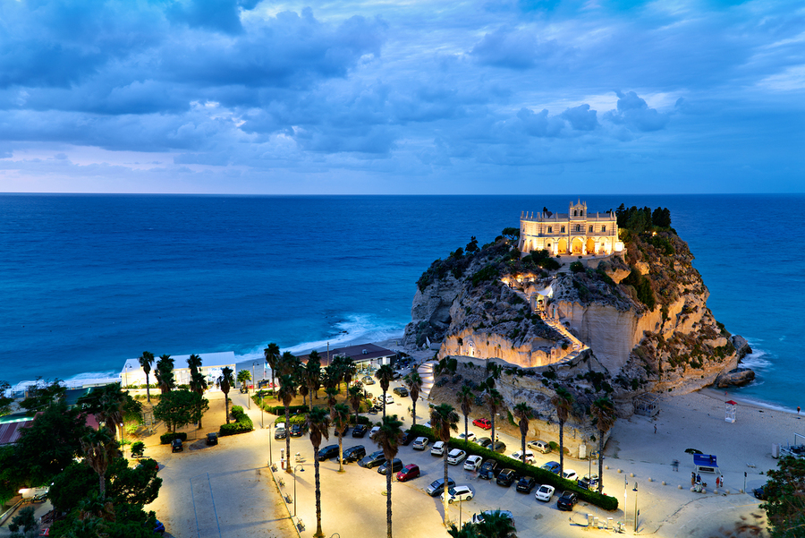 Santa Maria dellIsola Monastery in Tropea Calabria during dusk  Print