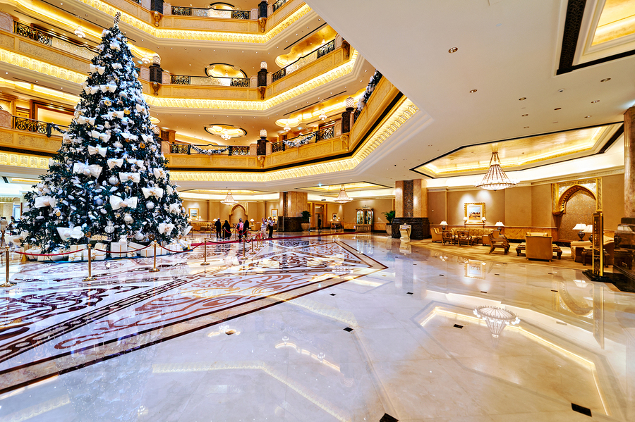 Christmas tree in Abu Dhabi Emirates Palace Hotel lobby  Print