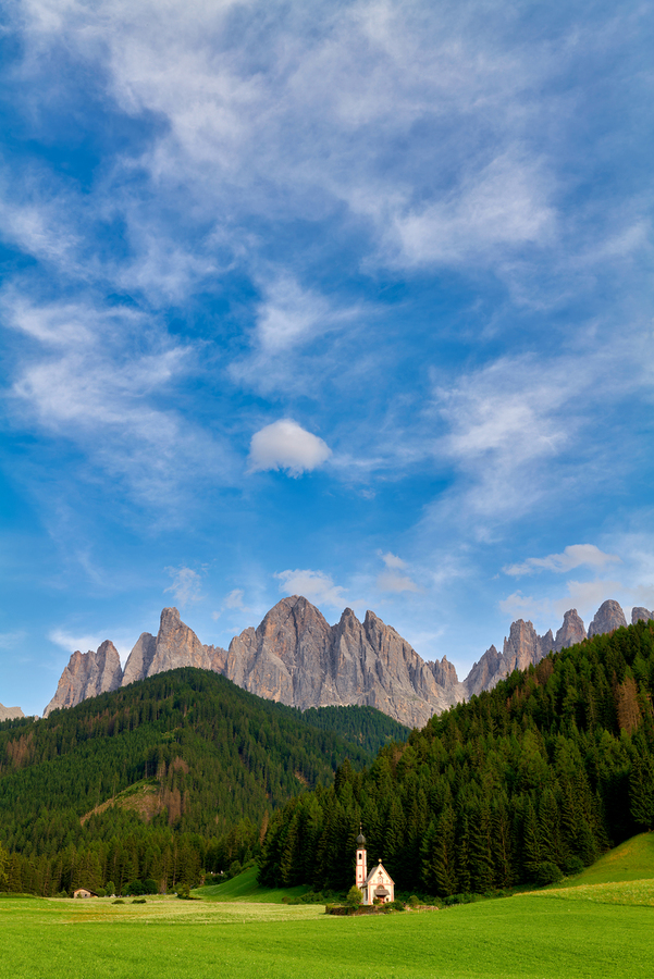 Small church at St. John Ranui in Val di Funes South Tyrol Ita  Print