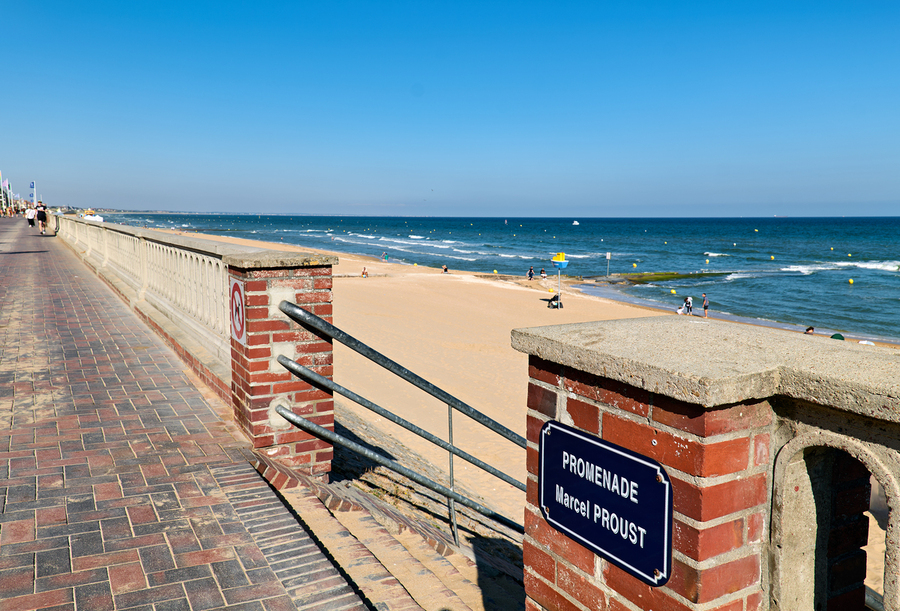 Promenade Marcel Proust in Cabourg Normandy France by the sea  Print