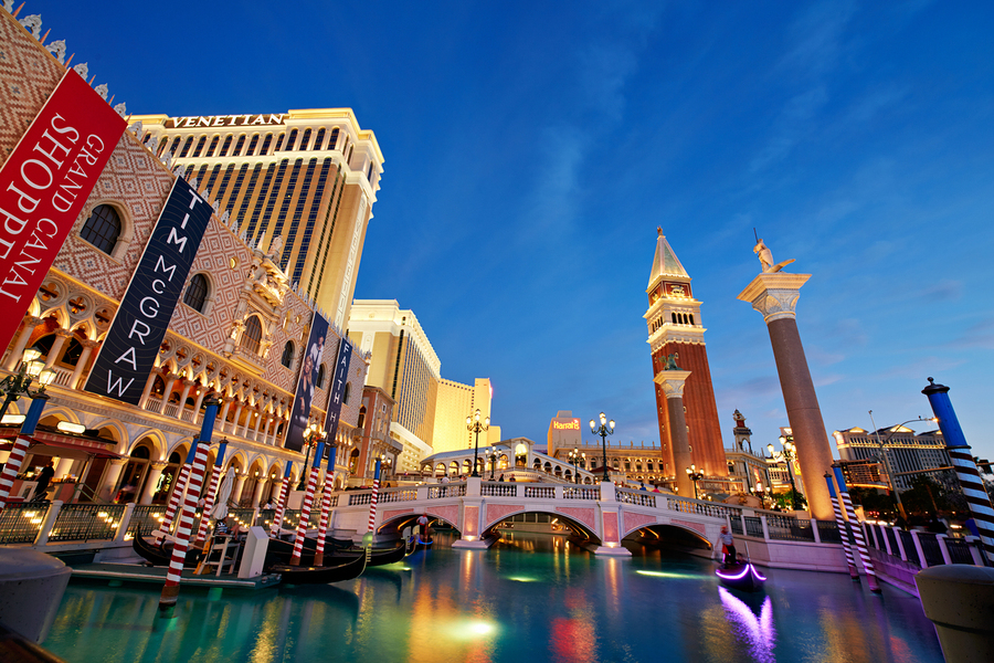 Venetian Hotel at Sunset. Las Vegas Nevada USA  Print