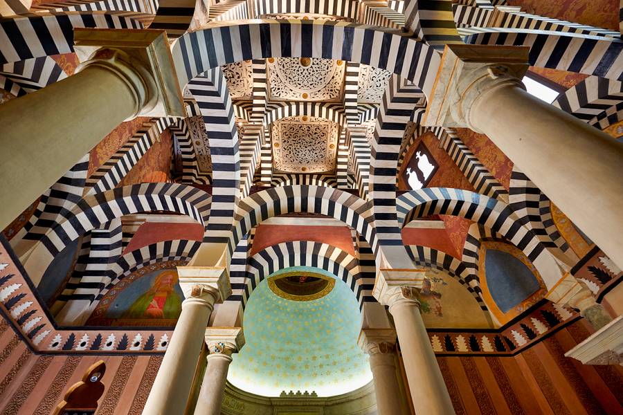 Bologna Italy. Rocchetta Mattei is a fortress located in the northern Apennines  Print