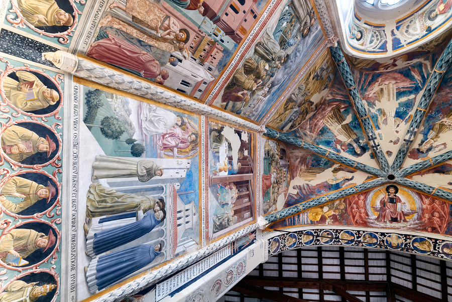 Montefalco Umbria Italy. San Francesco Church frescoed by Benozzo Gozzoli. The apse  Print