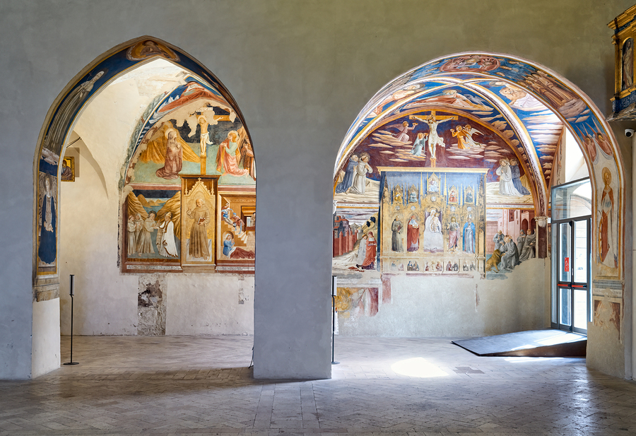 Montefalco Umbria Italy. San Francesco Church frescoed by Benozzo Gozzoli  Print