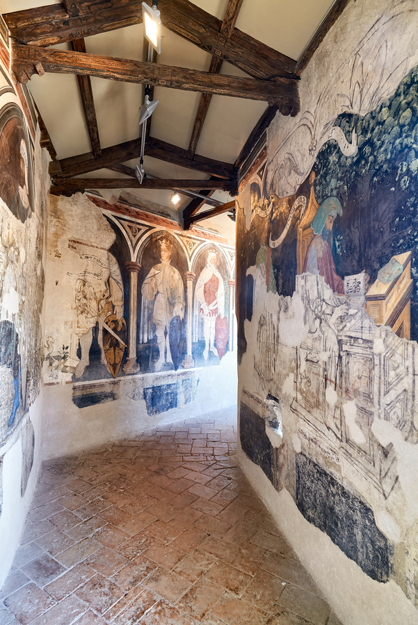 Foligno Umbria Italy. Frescoes at Trinci Palace Palazzo Trinci a patrician residence and museum.  Print
