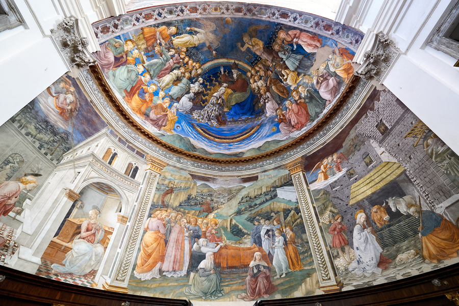 Spoleto Umbria Italy. The interior of the Cathedral. The frescoed apse by Filippo Lippi  Print