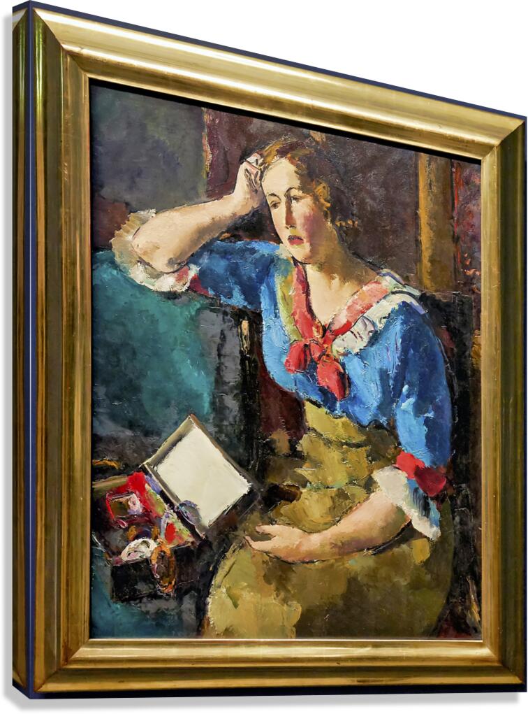 Egon Schiele - Seated Woman in a Blue House 1912 - Belvedere Museum Vienna Austria Canvas Print