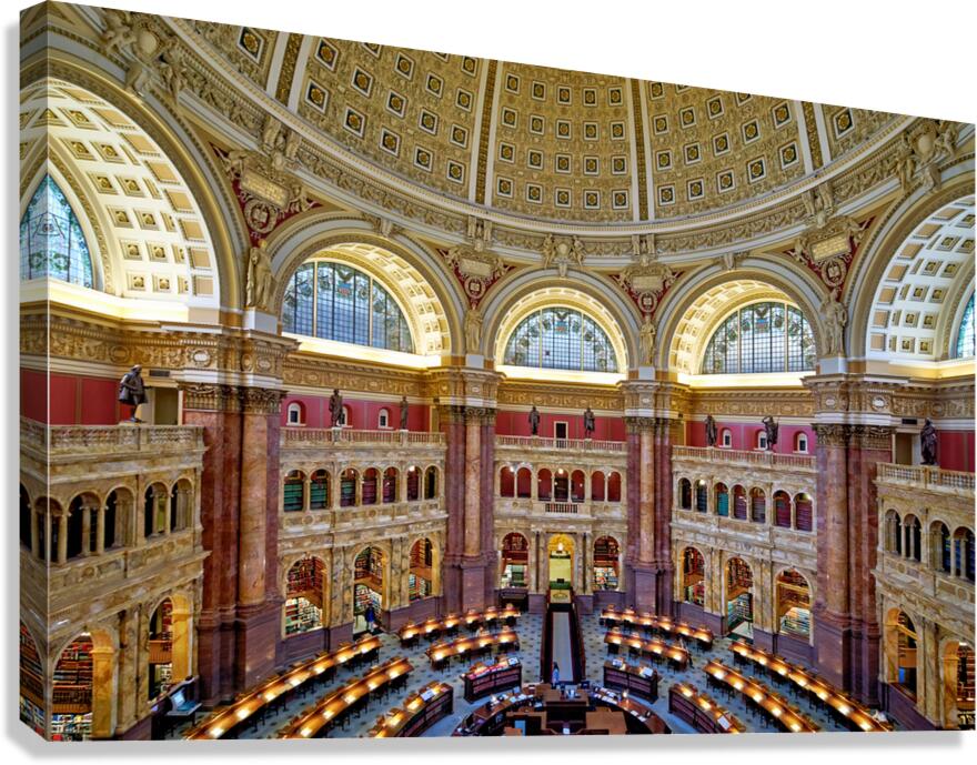 Inside the Library of Congress. The Reading Hall. Washington D.C. Canvas Print
