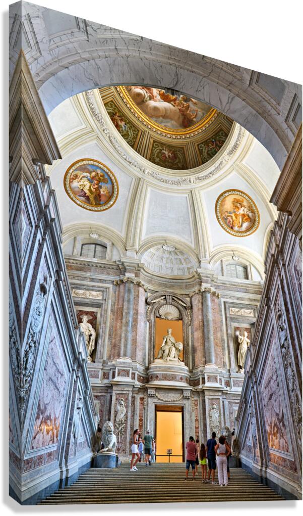 Caserta Campania Italy. The entrance to the Royal Palace and the majestic scalone staircase of honour by Luigi Vanvitelli. Canvas Print