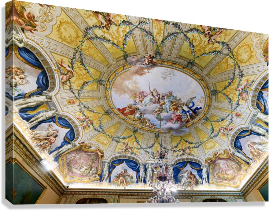 Caserta Campania Italy. The Royal Palace. The ceiling of Queen Maria Carolina apartment Canvas Print