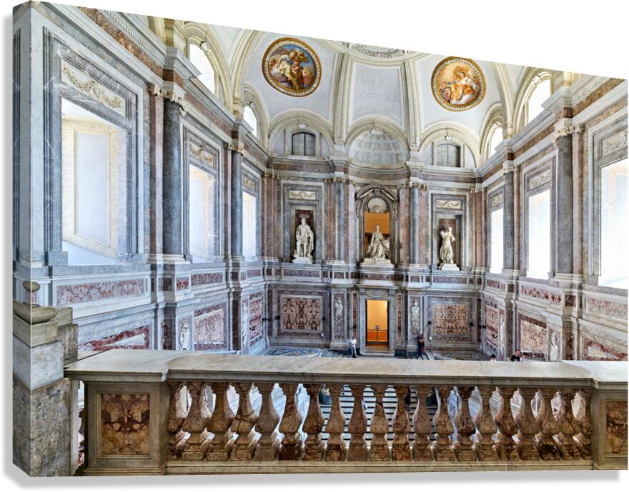 Caserta Campania Italy. The scalone staircase of honour by Luigi Vanvitelli at the Royal Palace Canvas Print