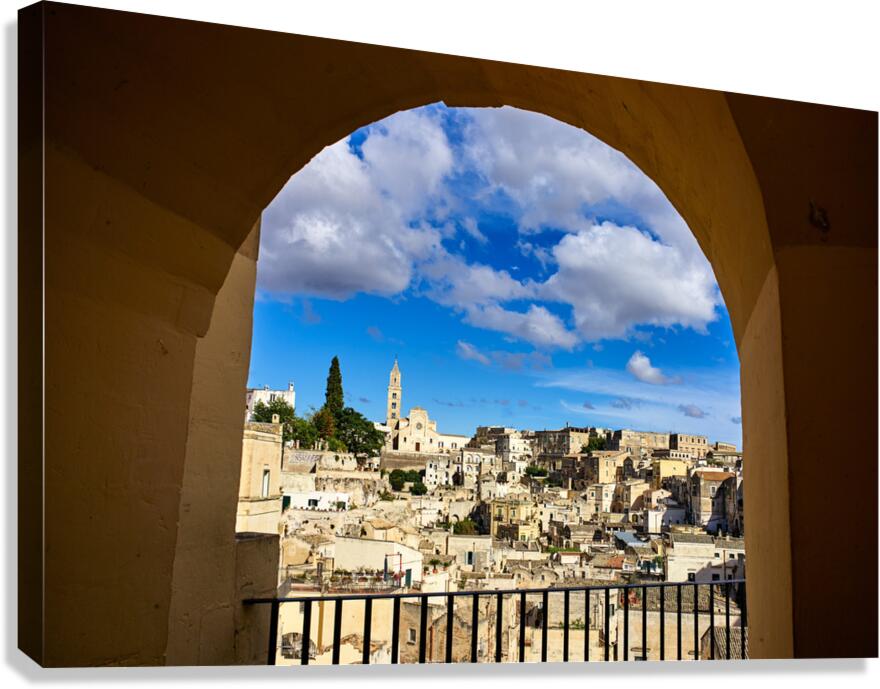 Matera Basilicata Italy. Framed view of the old town. I sassi di Matera Canvas Print