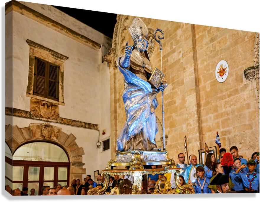 Apulia Puglia Italy. Ostuni. Festival of Saint Orontius. Procession with the statue of the Saint Canvas Print