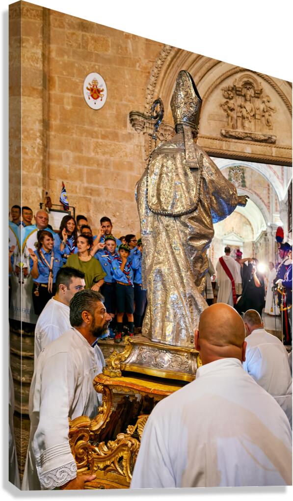 Apulia Puglia Italy. Ostuni. Festival of Saint Orontius. Procession with the statue of the Saint Canvas Print