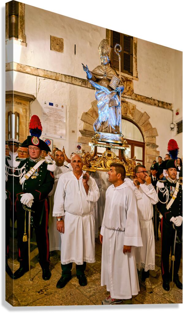 Apulia Puglia Italy. Ostuni. Festival of Saint Orontius. Procession with the statue of the Saint Canvas Print