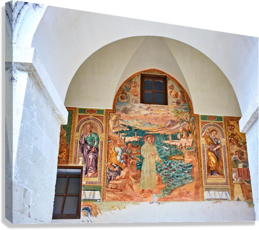 Salento. Apulia Puglia Italy. Galatina. Santa Caterina dAlessandria church. Frescoes in the cloister Canvas Print