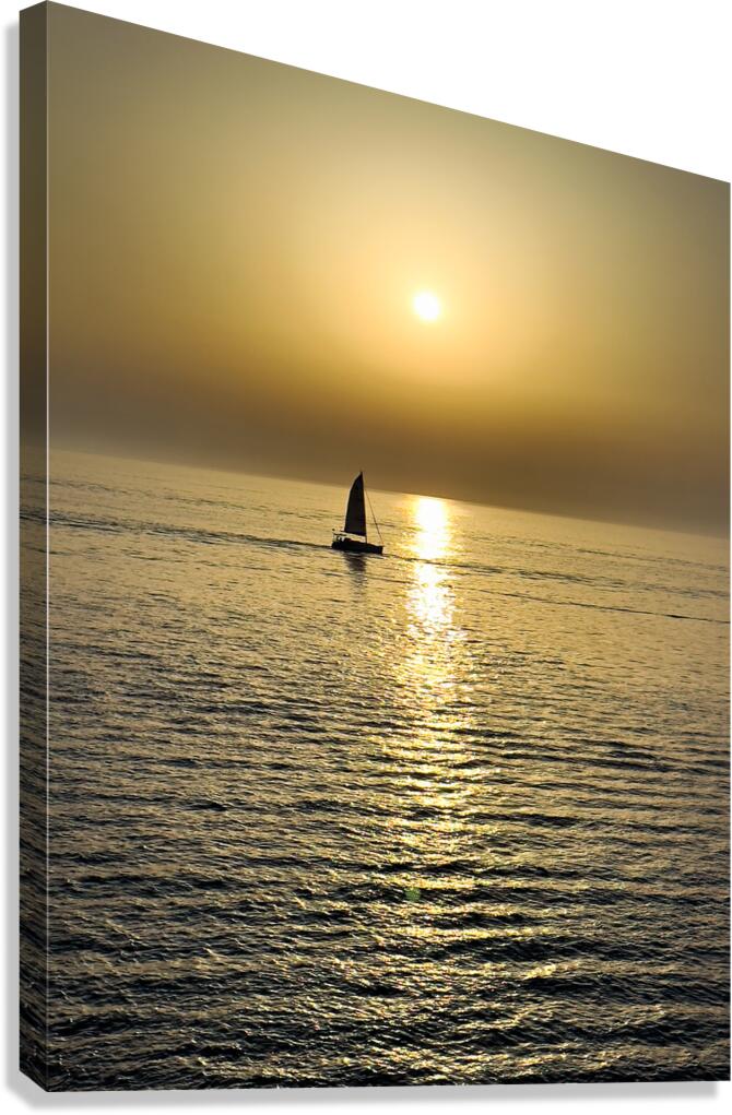 Gallipoli Puglia Salento Italy. Sailing boat at sunset Canvas Print