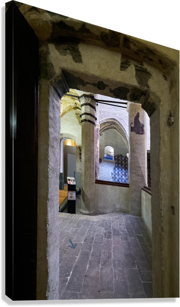 Foligno Umbria Italy. Frescoes at Trinci Palace Palazzo Trinci a patrician residence and museum. Canvas Print