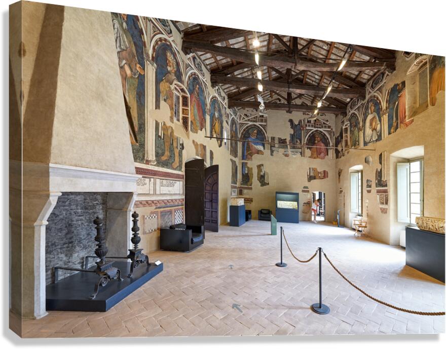 Foligno Umbria Italy. Frescoes at Trinci Palace Palazzo Trinci a patrician residence and museum. Canvas Print