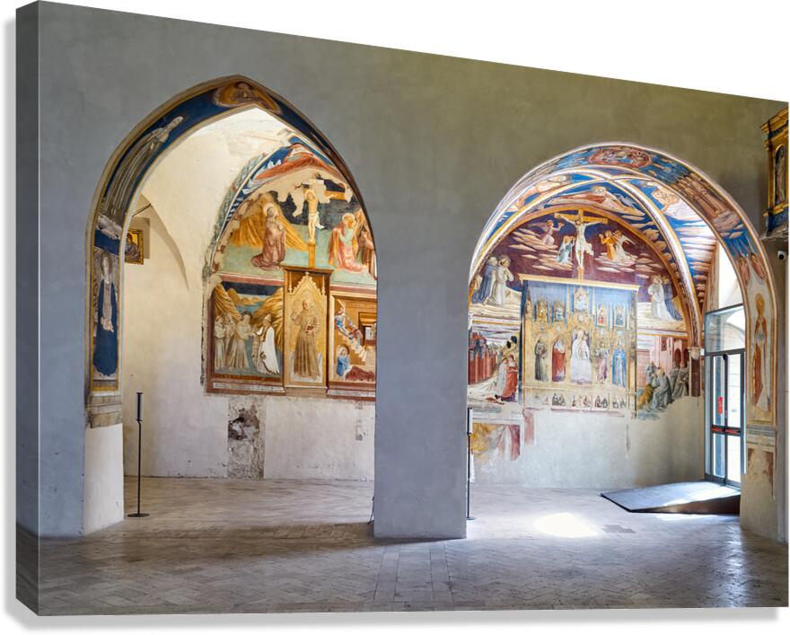 Montefalco Umbria Italy. San Francesco Church frescoed by Benozzo Gozzoli Canvas Print