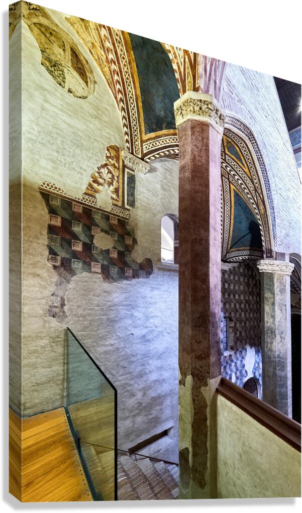 Foligno Umbria Italy. Frescoes at Trinci Palace Palazzo Trinci a patrician residence and museum. Canvas Print