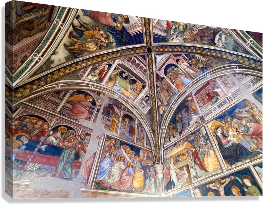 Foligno Umbria Italy. Frescoes at Trinci Palace Palazzo Trinci a patrician residence and museum. Canvas Print