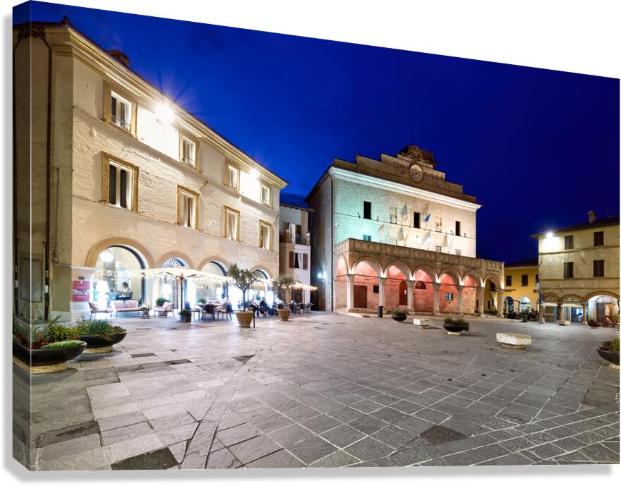 Montefalco Umbria Italy. Piazza del Comune at sunset Canvas Print
