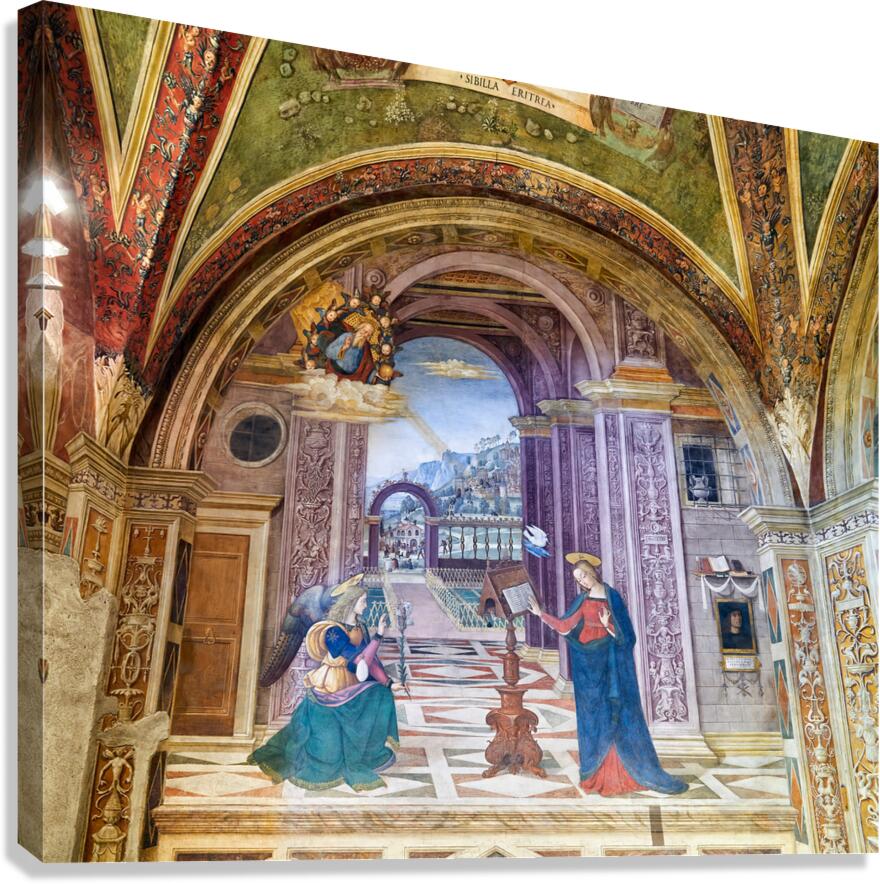 Spello Umbria Italy. Baglioni Chapel frescoed by Pinturicchio in Santa Maria Maggiore Church Canvas Print