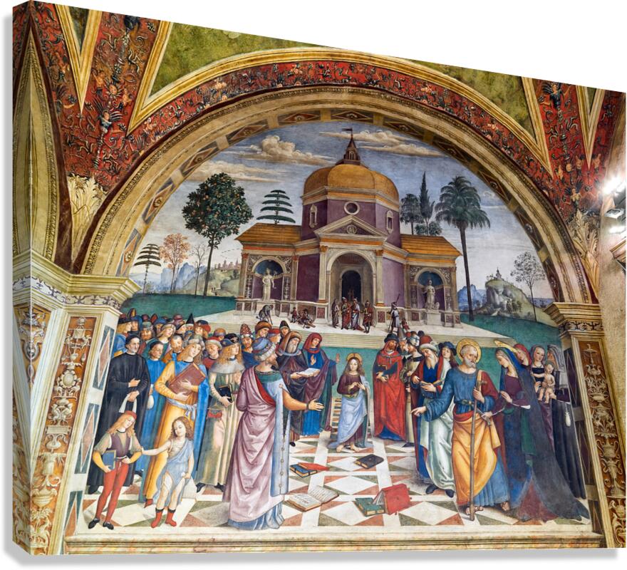 Spello Umbria Italy. Baglioni Chapel frescoed by Pinturicchio in Santa Maria Maggiore Church Canvas Print