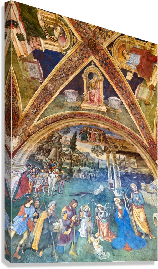 Spello Umbria Italy. Baglioni Chapel frescoed by Pinturicchio in Santa Maria Maggiore Church Canvas Print