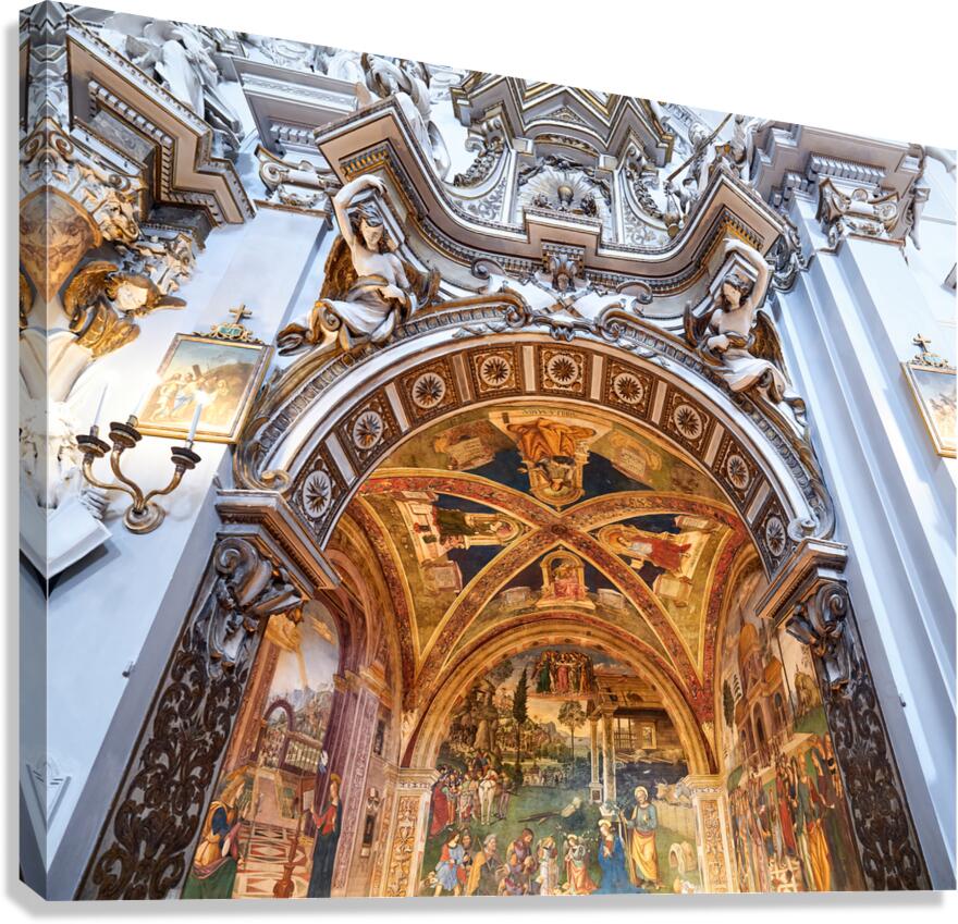 Spello Umbria Italy. Baglioni Chapel frescoed by Pinturicchio in Santa Maria Maggiore Church Canvas Print