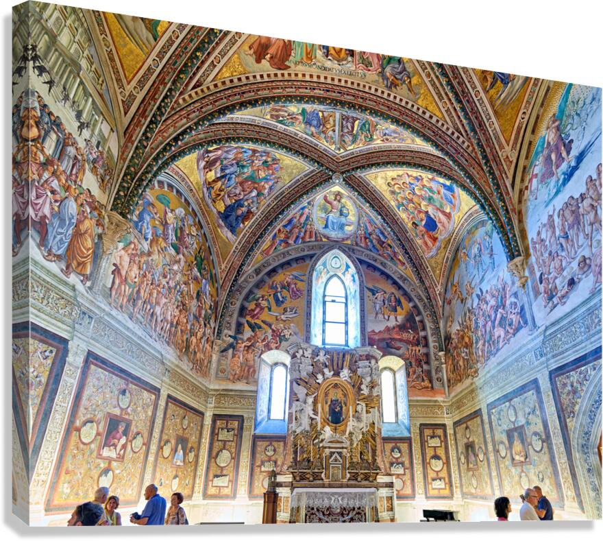 Orvieto Umbria Italy. The chapel of the Madonna di San Brizio frescoed by Fra Angelico Benozzo Gozzoli and Luca Signorelli Canvas Print