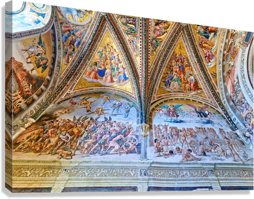 Orvieto Umbria Italy. The vault of the chapel of the Madonna di San Brizio frescoed by Fra Angelico and Benozzo Gozzoli Canvas Print