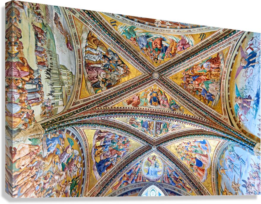 Orvieto Umbria Italy. The vault of the chapel of the Madonna di San Brizio frescoed by Fra Angelico and Benozzo Gozzoli Canvas Print