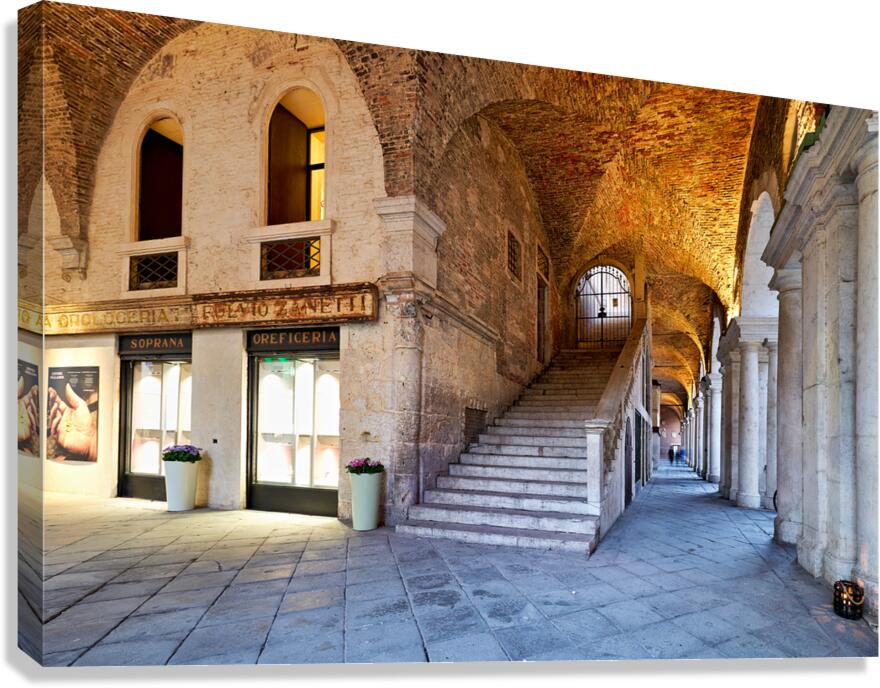 Medieval arcade in Piazza dei Signori. Vicenza Veneto Italy Canvas Print