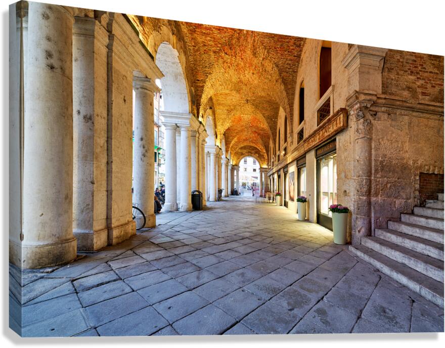 Medieval arcade in Piazza dei Signori. Vicenza Veneto Italy Canvas Print