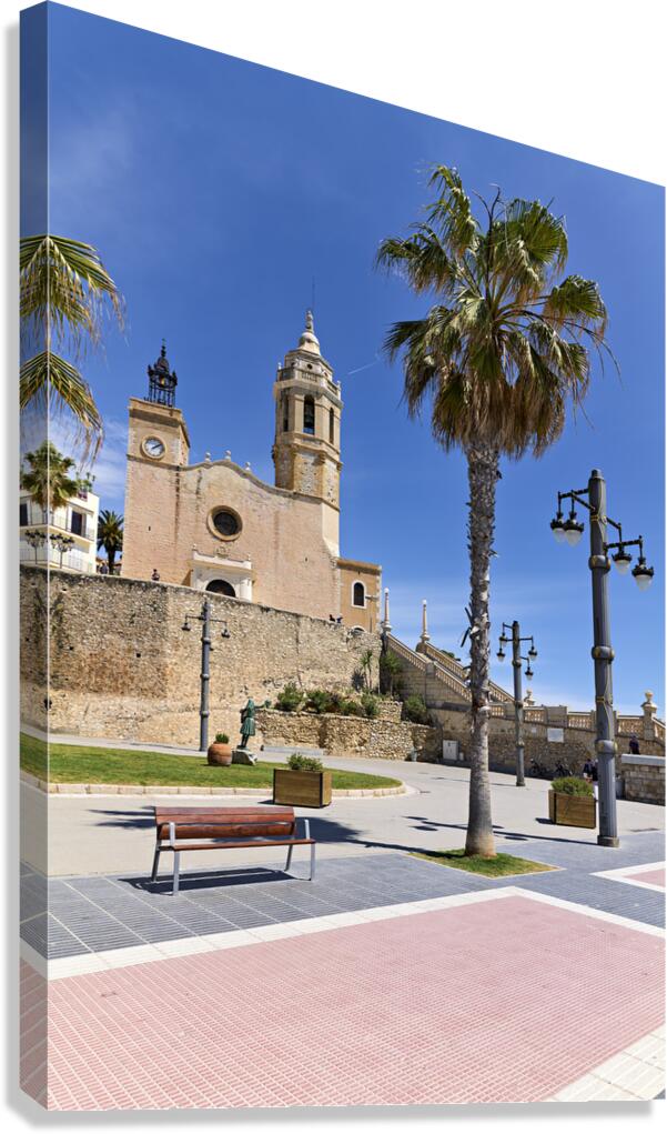Sitges Catalunya Spain. Church esglesia de Sant Bartomeu i Santa Tecla Canvas Print