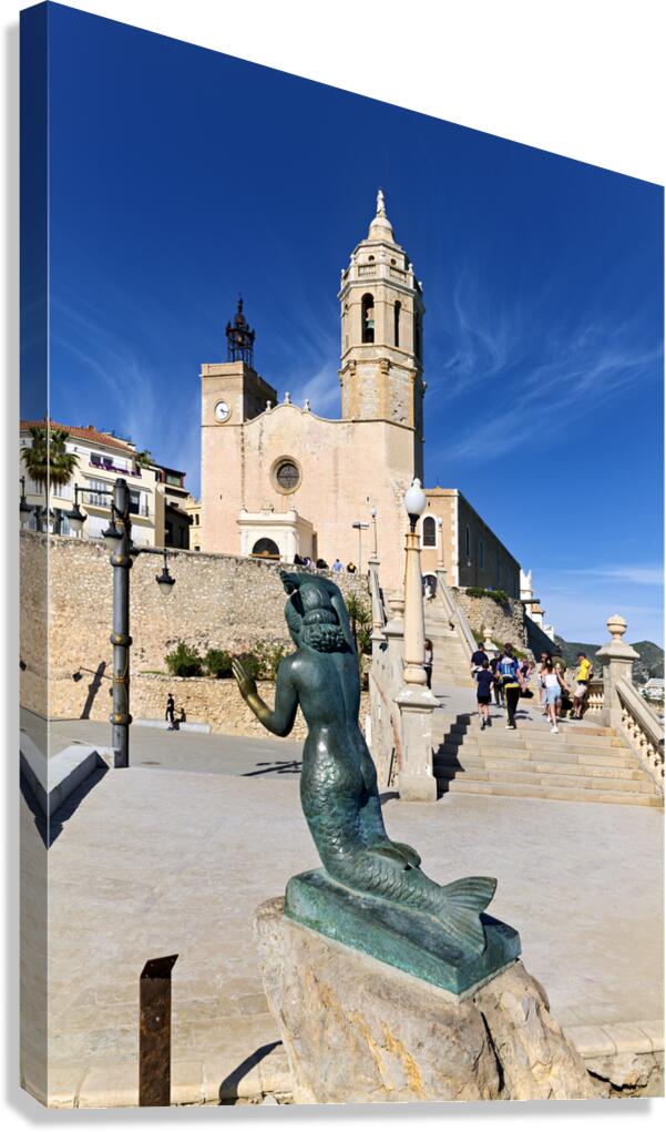 Sitges Catalunya Spain. Sculpture of the Queen of the Seas by Pedro Jimenez Corona on Mazatlans Malecon Canvas Print