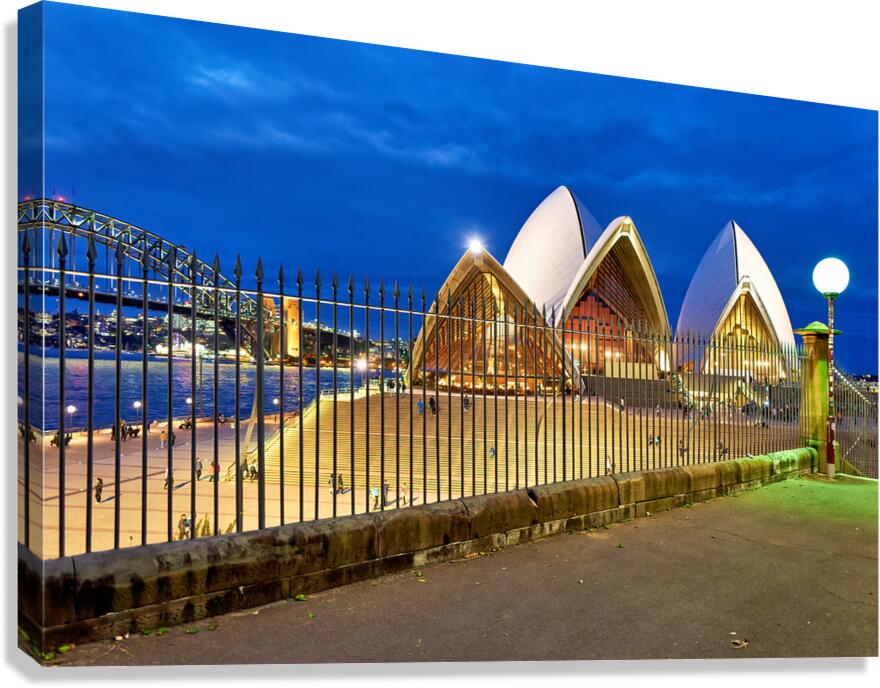 Sydney Opera House and Harbour Bridge at dusk. Canvas Print